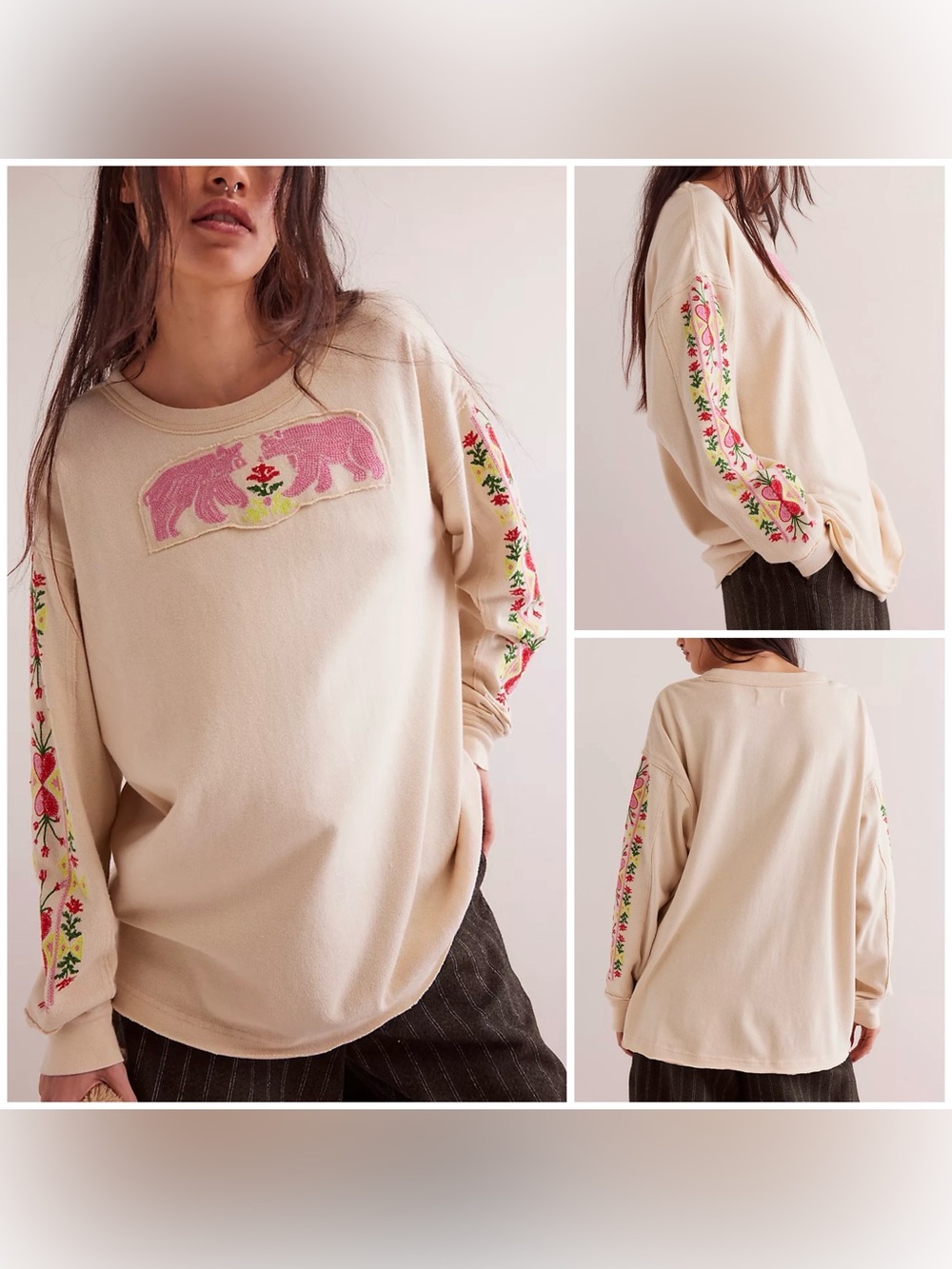 NWT Free People We The Free All My Heart Tee - ivory - medium